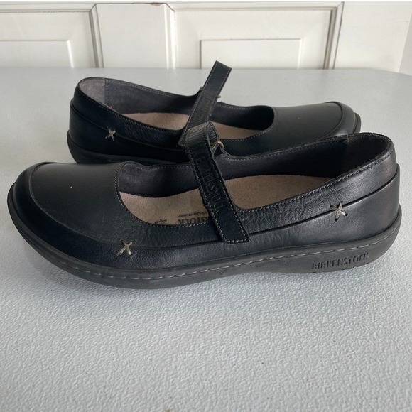Birkenstock Iona Mary Jane Leather Black Shoes Size 39 8-8.5 Flats - Picture 7 of 10
